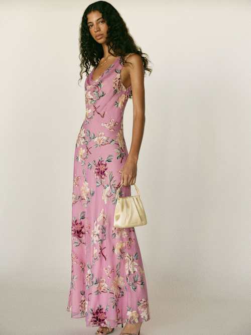 annabelle evening dresses Annabelle Stunning Ruched Cowl Ruffles Slit Maxi Sequins Party Dresses, Burgundy main image 1