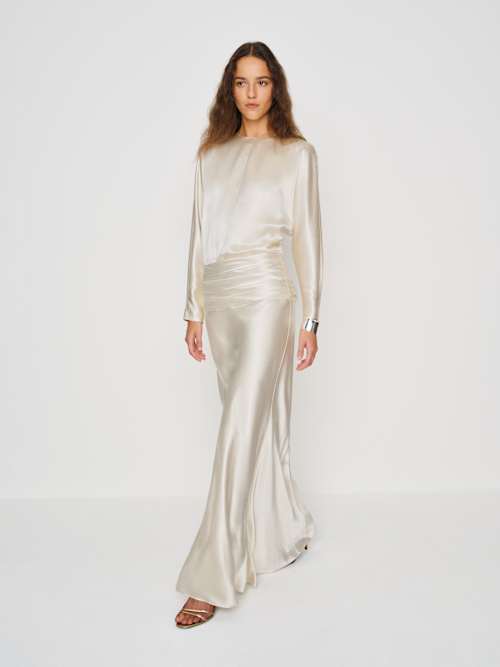 reformation ivory silk dress Esmee Middle