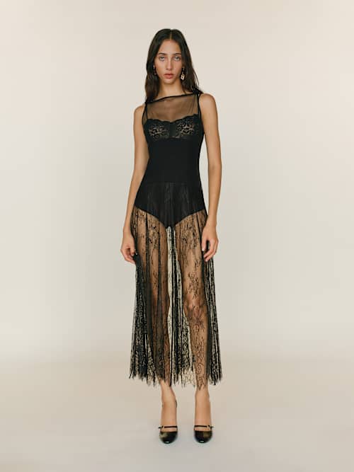 Reformation Elana Dress | Black Lace | Small