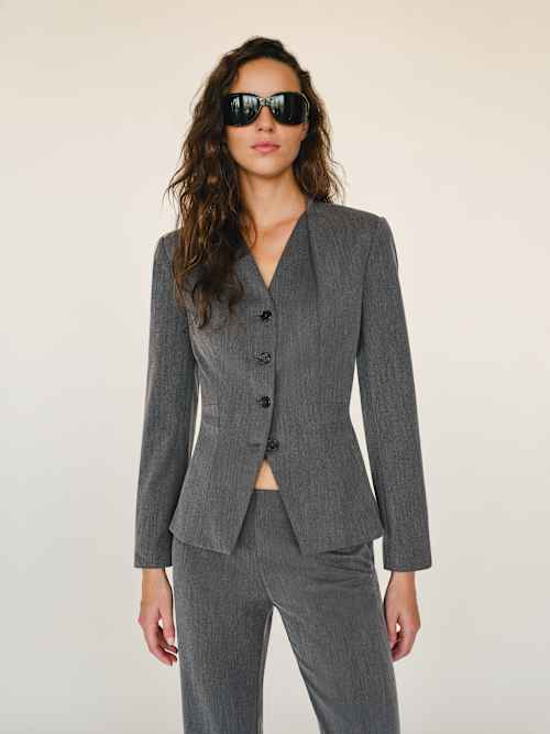 Blazer Femme Gris Foncé Dahlia - Taille M (UK 10), Occasion En Très Bon état, Style Casual