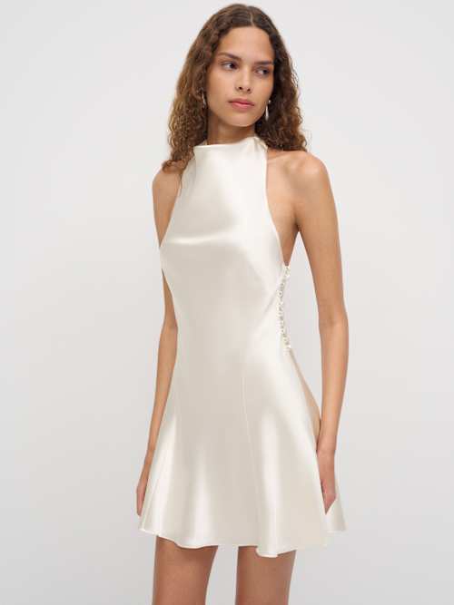 Reformation Roy Silk Mini Dress | Ivory | 8