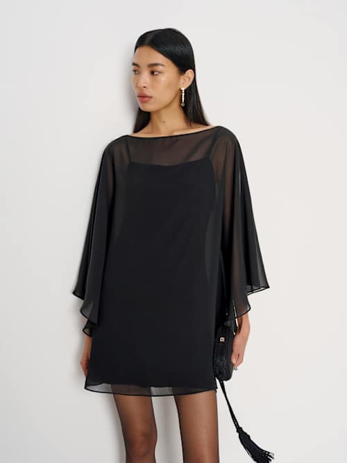 white basic midi dress Petal and Pup Women's Annette Puff Sleeve Shirred Midi Dress