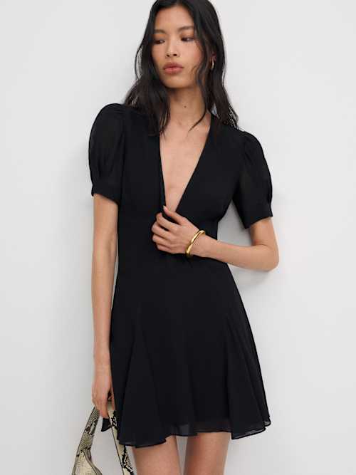 black ravenala puff sleeve mini dress Faithfull | Women's Sophia Mini Dress Black main image 0