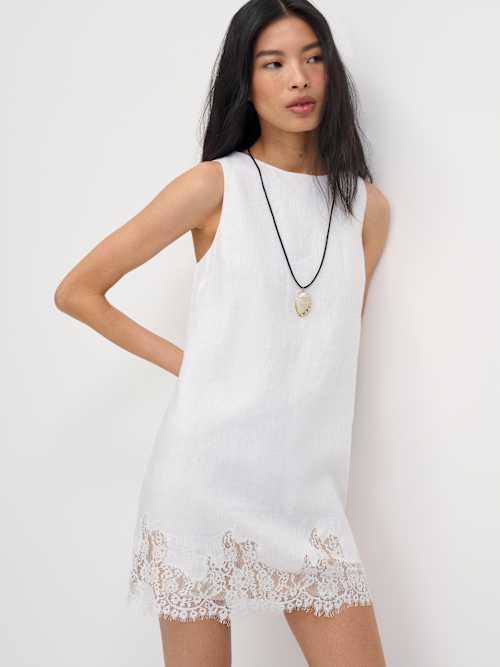 reformation jessalyn silk dress Womens Navy Jessalyn Lace-hem Silk Mini Dress Xl In Blue