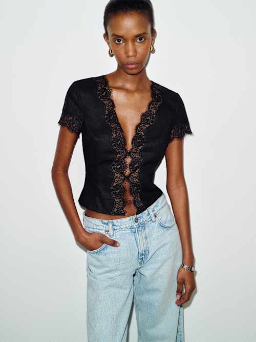 【新品】deres 17th  breezy tops Brynn 黒 新品】 deres / デレス | 17th breezy tops レイヤードスリーブ