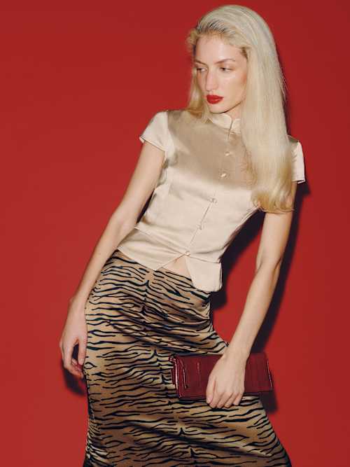 Helen Low Waist Silk Midi Skirt thumbnail 2