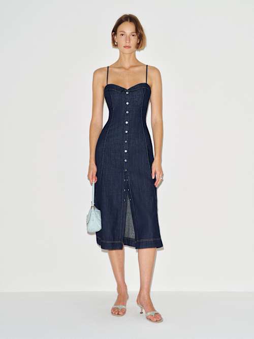 reformation ellison denim midi dress This is the Reformation Ellison dress  #reformation #summeroutfit #ootd  #summer