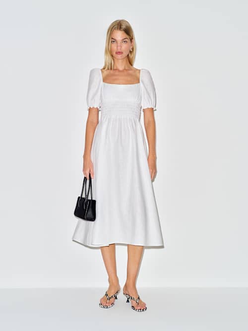 Reformation Adler Linen Dress | Ivory | 12