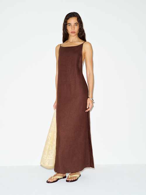 serena linen dress Serena Print Linen Midi Dress