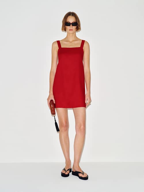luella mini dress Reformation Luella Long-Sleeve Square-Neck Mini Dress