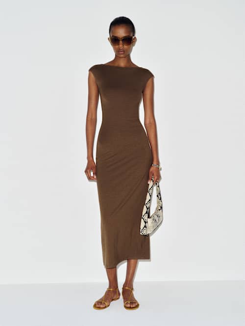 reformation brown knit dress Caroline mfgstyle_SALT972 88% Tencel lyocell/12% spandex A Playful & Beachy Save with Multi-Packs:12 Pairs