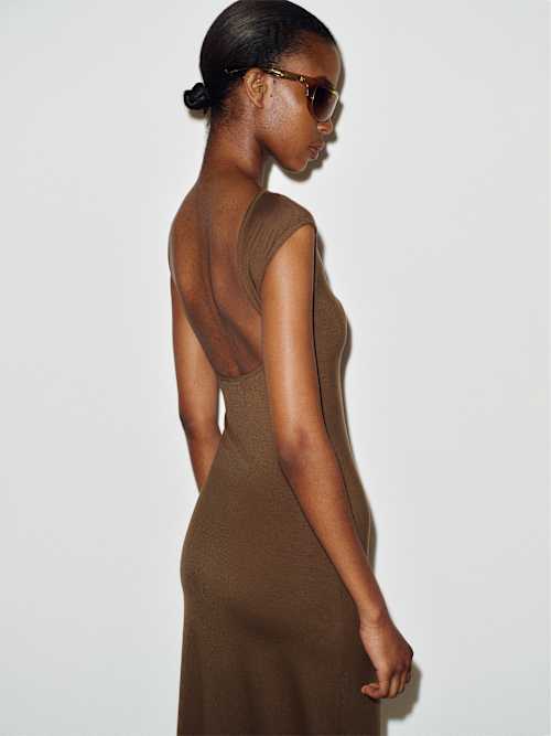 kallan knit dress brown Midi Dress White Long Sleeve Kallan Knit Dress Blue V-Neck Button Down Knit  Midi Dress