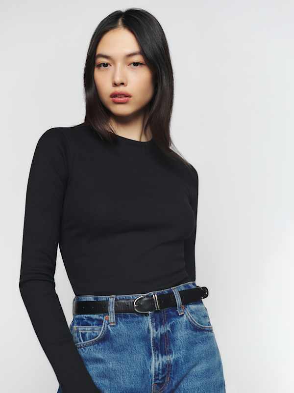 Davy Long Sleeve Crewneck Tee - Black