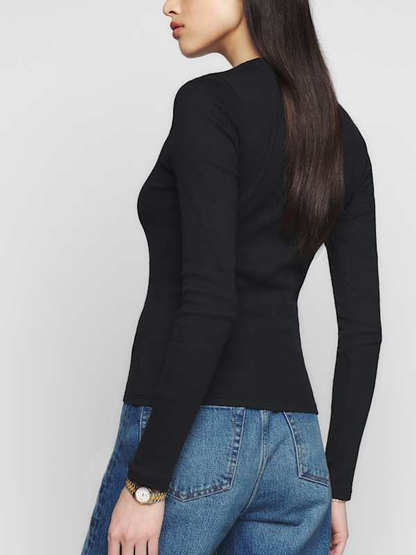 Davy Long Sleeve Crewneck Tee - Black