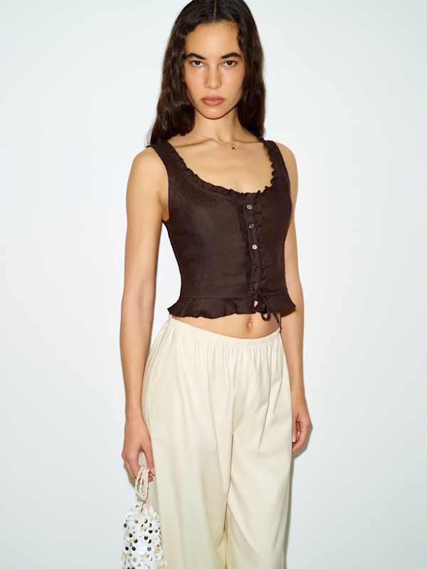 Kiera Linen Top - Mole