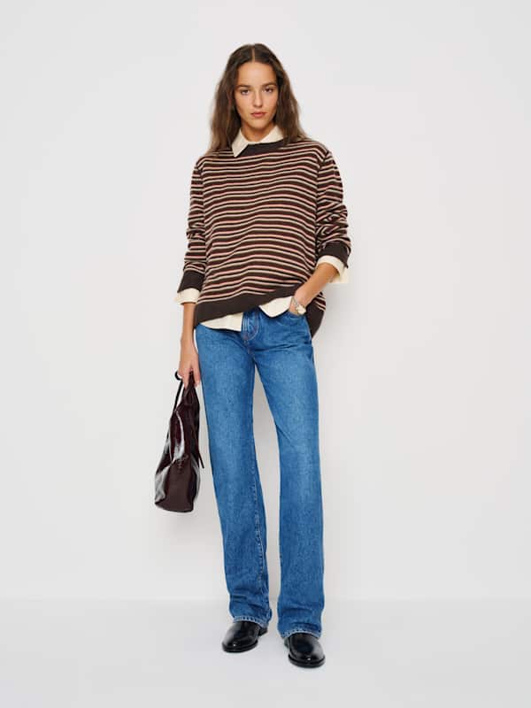 Cashmere Boyfriend Sweater - Compost Multi Stripe