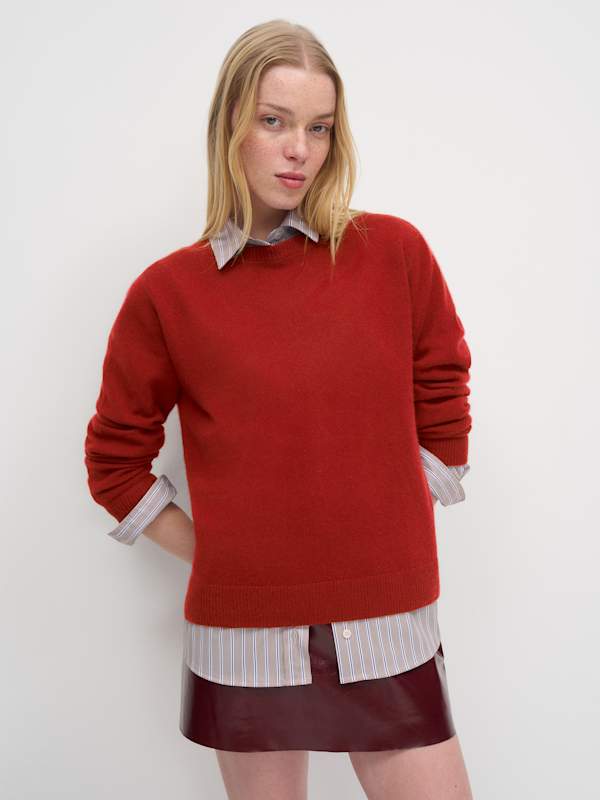 Cashmere Boyfriend Sweater - Crimson