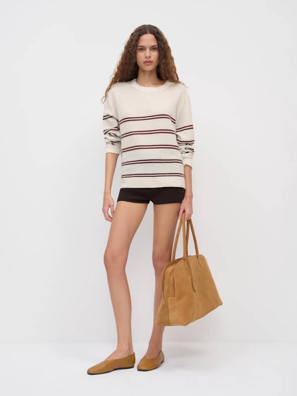 Cashmere Boyfriend Sweater - Gossamer Mahogany Stripe