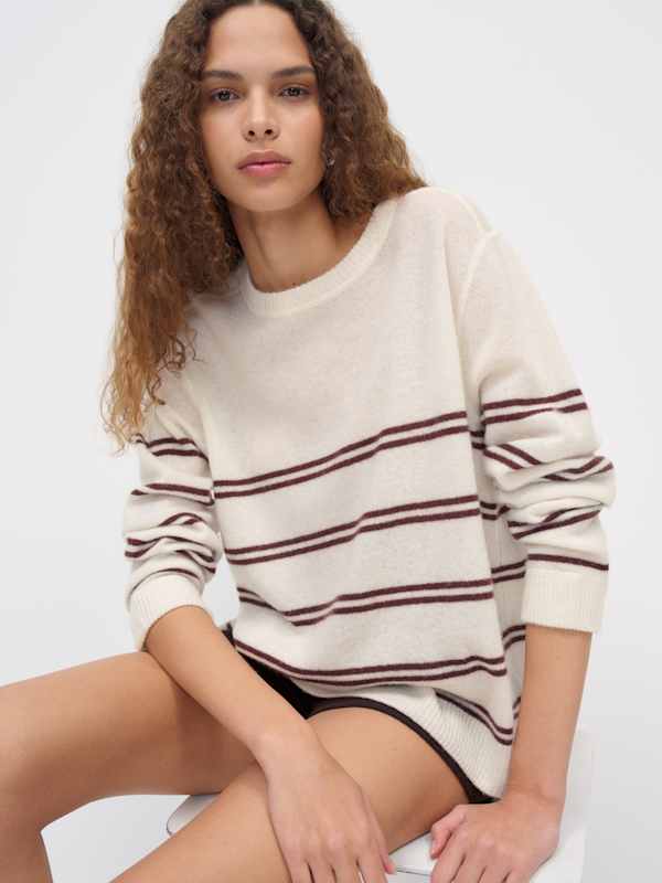 Cashmere Boyfriend Sweater - Gossamer Mahogany Stripe