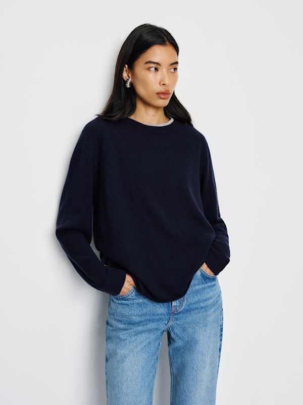 Pull en cachemire Boyfriend - Bleu marine