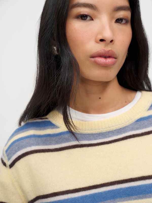 Cashmere Boyfriend Sweater - Parmesan Multi Stripe