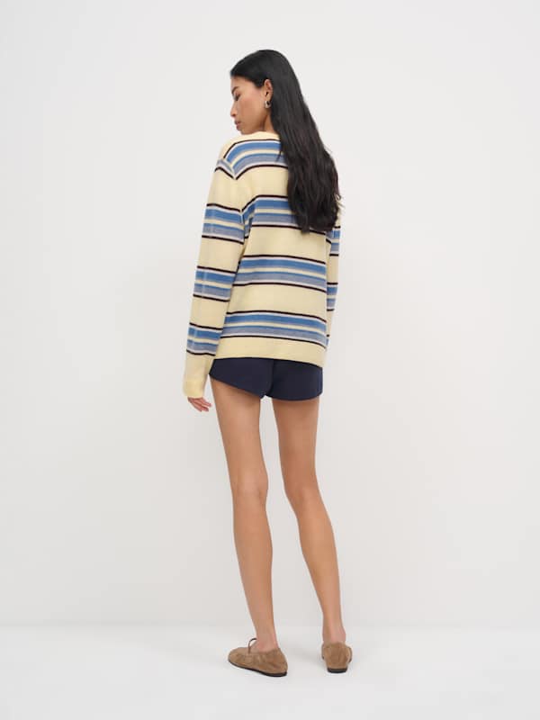 Cashmere Boyfriend Sweater - Parmesan Multi Stripe