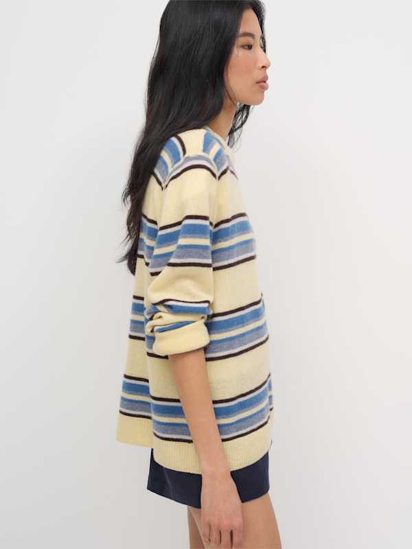 Cashmere Boyfriend Sweater - Parmesan Multi Stripe