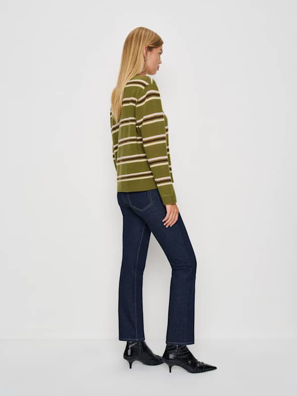 Cashmere Boyfriend Sweater - Pear Multi Stripe