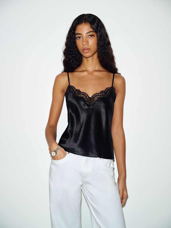 Teddy Silk Top - Black Lace