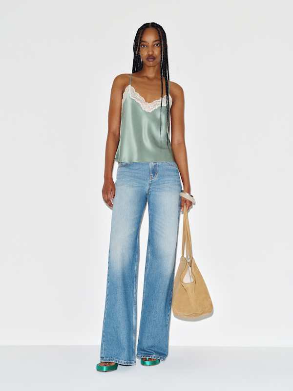 Teddy Silk Top - Celadon Lace