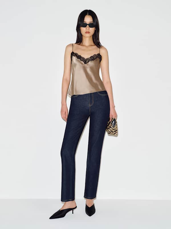 Teddy Silk Top - Pavement Lace