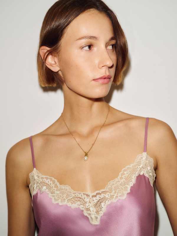 Teddy Silk Top - Sugar Plum Lace