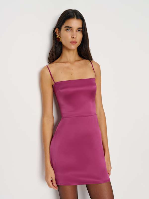 Frankie Silk Mini Dress - Hibiscus Tea