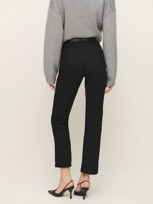 Cynthia High Rise Straight Cropped Jeans - Black
