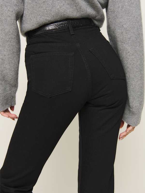 Cynthia High Rise Straight Cropped Jeans - Black