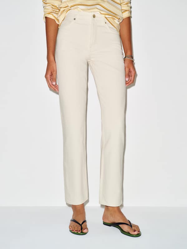 Cynthia High Rise Straight Cropped Jeans - Fior Di Latte
