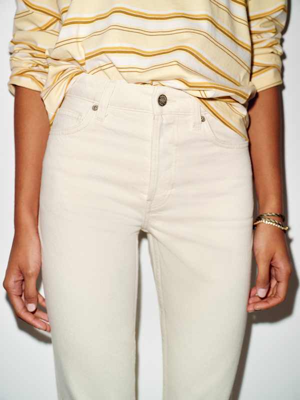 Cynthia High Rise Straight Cropped Jeans - Fior Di Latte