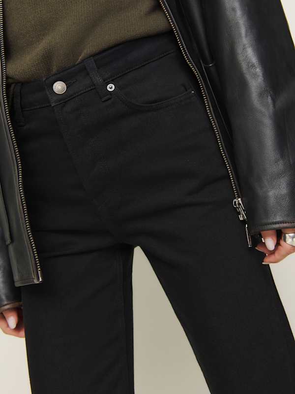 Cynthia High Rise Straight Long Jeans - Black