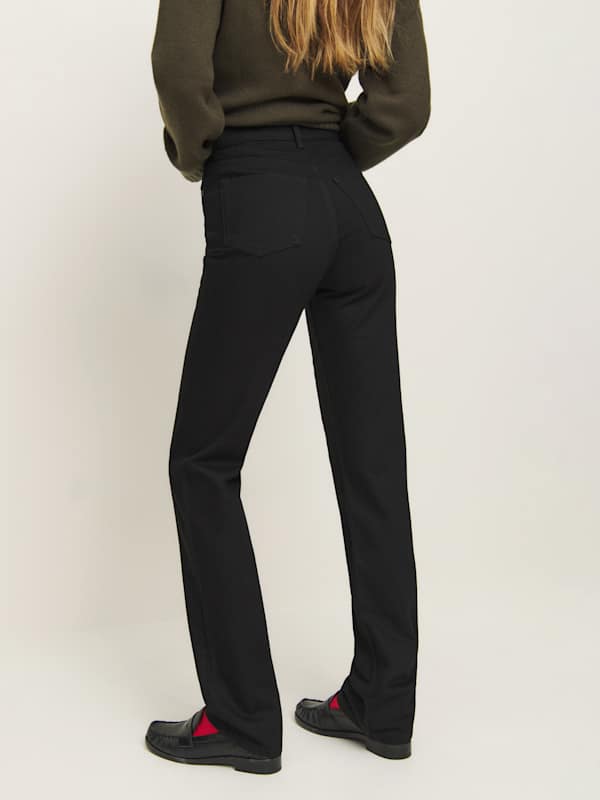 Cynthia High Rise Straight Long Jeans - Black