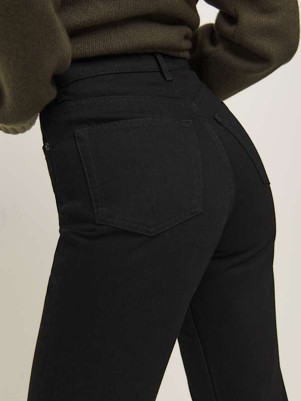 Cynthia High Rise Straight Long Jeans - Black