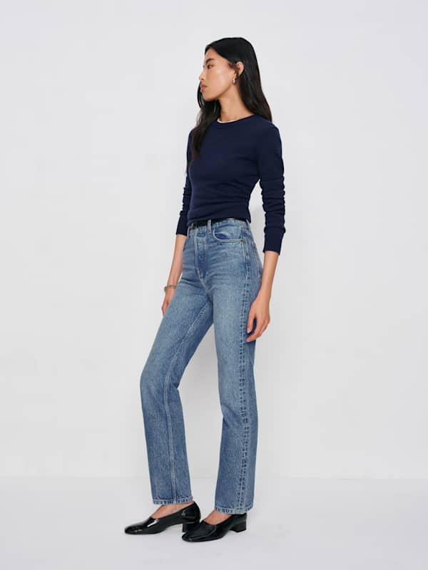 Cynthia High Rise Straight Long Jeans - Colorado