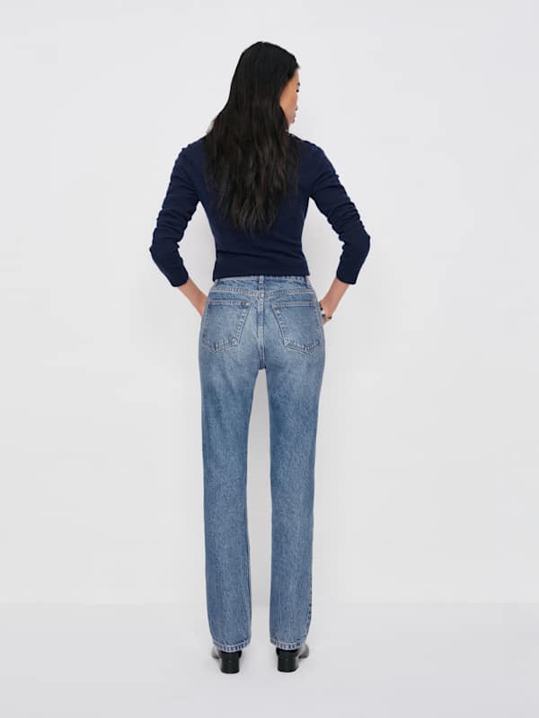Cynthia High Rise Straight Long Jeans - Colorado