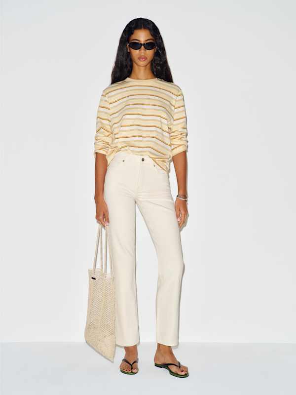 Cynthia High Rise Straight Long Jeans - Fior Di Latte