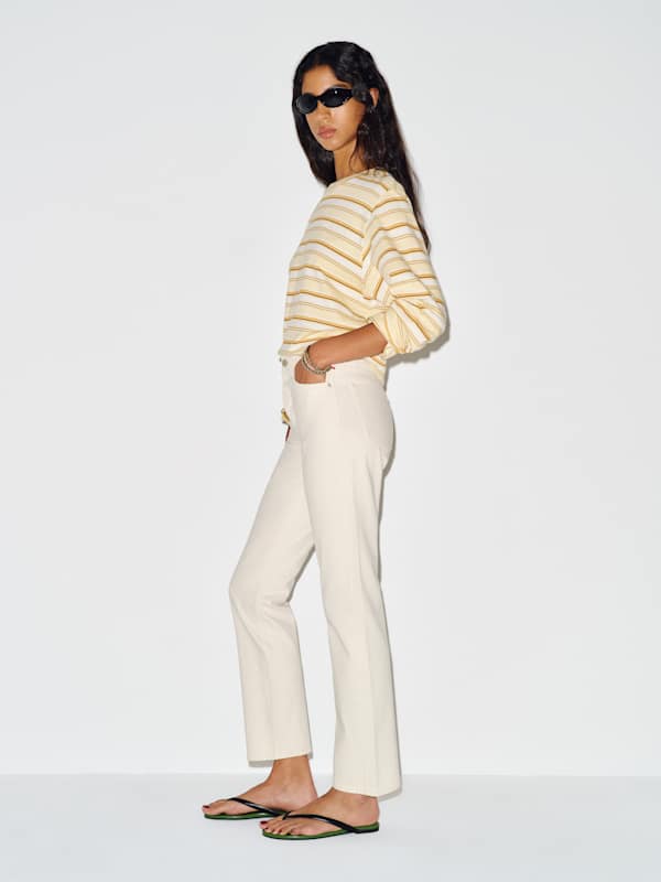 Cynthia High Rise Straight Long Jeans - Fior Di Latte