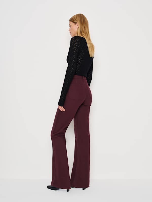 Alyssa Stretch High Rise Wide Leg Jeans - Burgundy