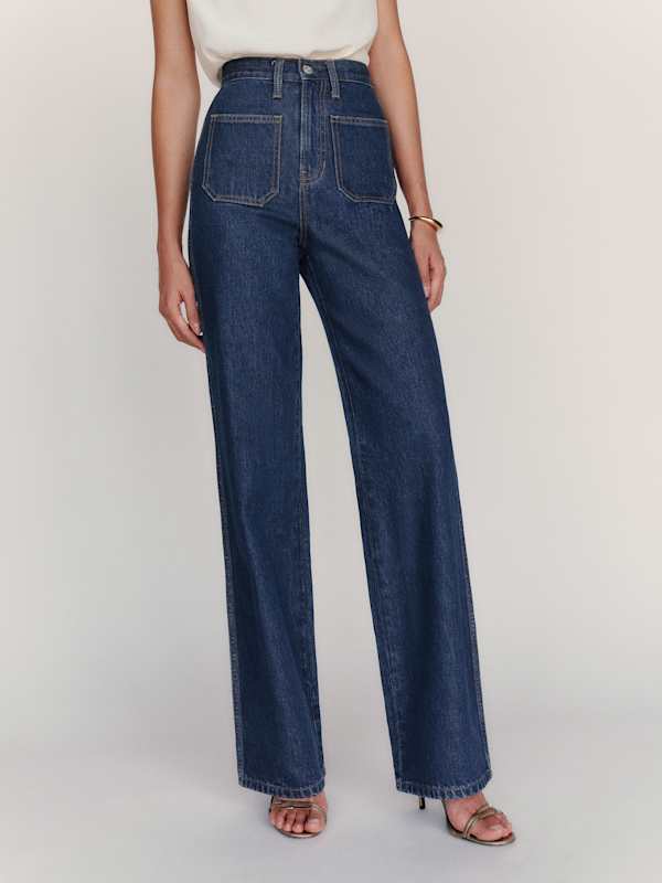 Alyssa Stretch High Rise Wide Leg Jeans - Huron