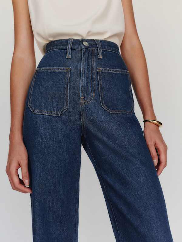 Alyssa Stretch High Rise Wide Leg Jeans - Huron