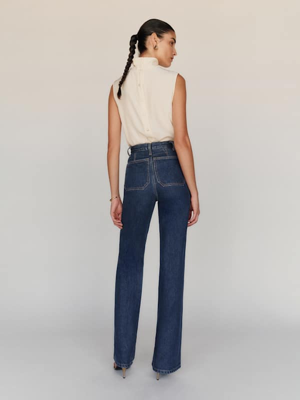 Alyssa Stretch High Rise Wide Leg Jeans - Huron