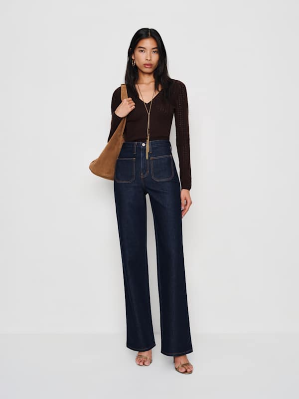 Alyssa Stretch High Rise Wide Leg Jeans - Seneca