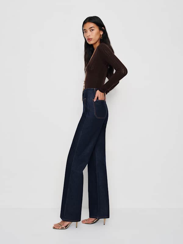 Alyssa Stretch High Rise Wide Leg Jeans - Seneca
